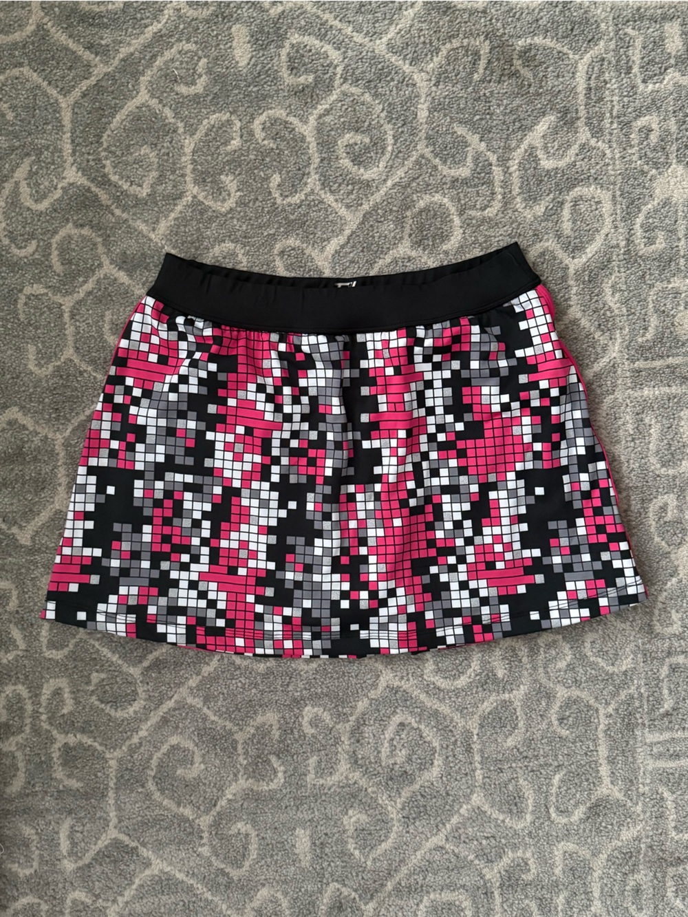 Tail Girls' Pixel-Print Skirt - Black, Pink & White
